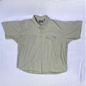 Repp Ltd Men Short Sleeve Tan Beige Button Up Collared Shirt Size 4XL Big Tall